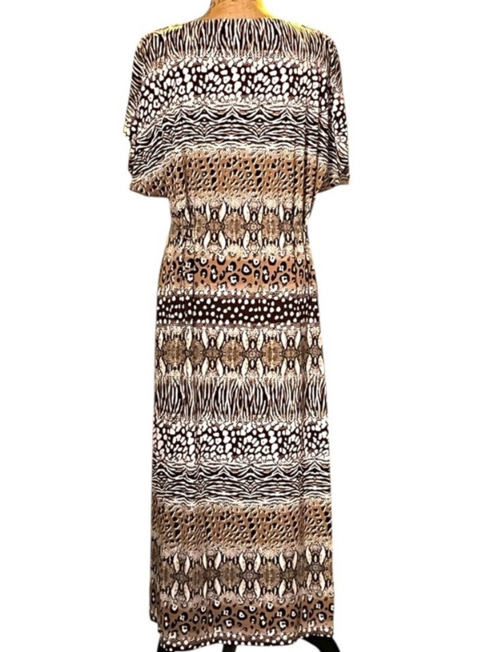 Rafaella Mixed Animal Print Maxi Smocked Waist Belt Tall L - Picture 2 of 15